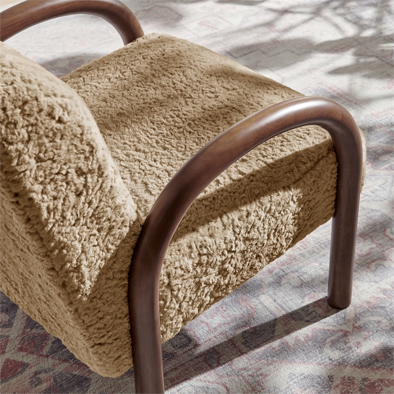 Lunet Faux Shearling Accent Armchair in Sand