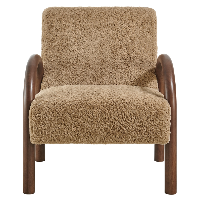 Lunet Faux Shearling Accent Armchair in Sand