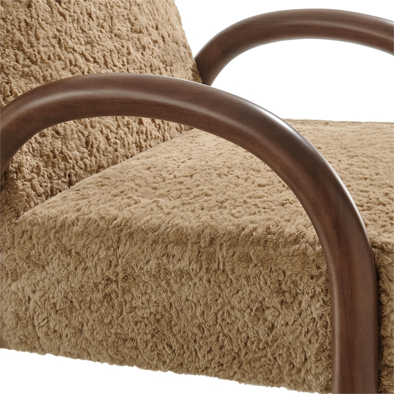 Lunet Faux Shearling Accent Armchair in Sand
