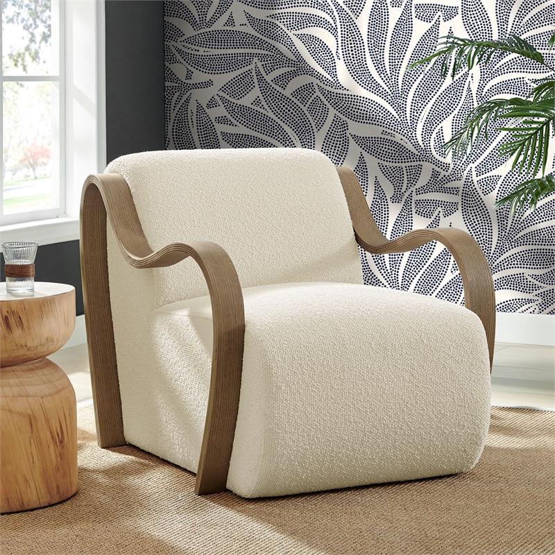 Atrium Lattice Boucle Accent Armchair in Cream