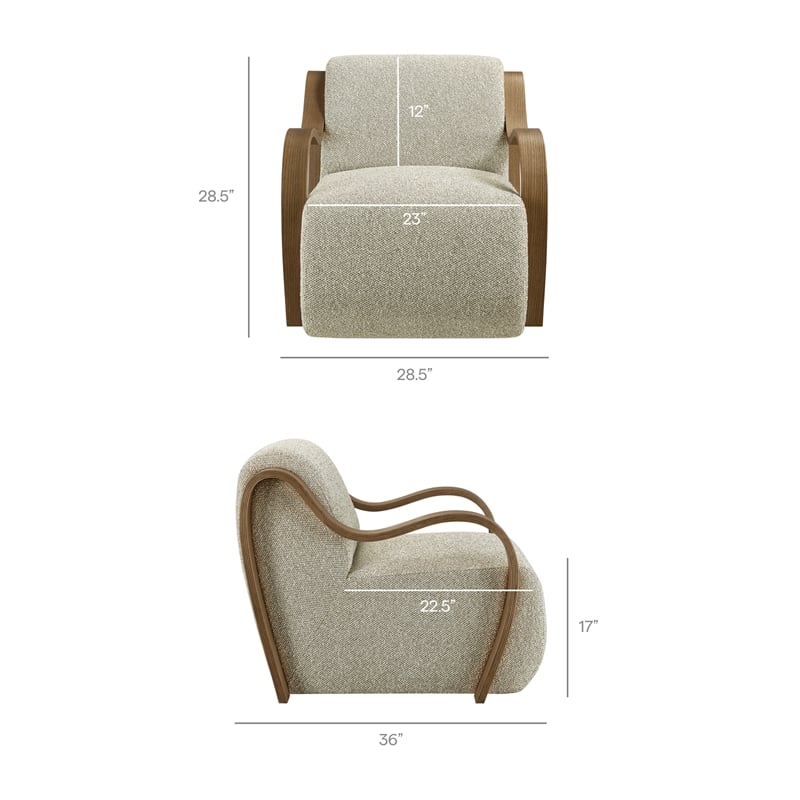 Atrium Lattice Boucle Accent Armchair in Marble