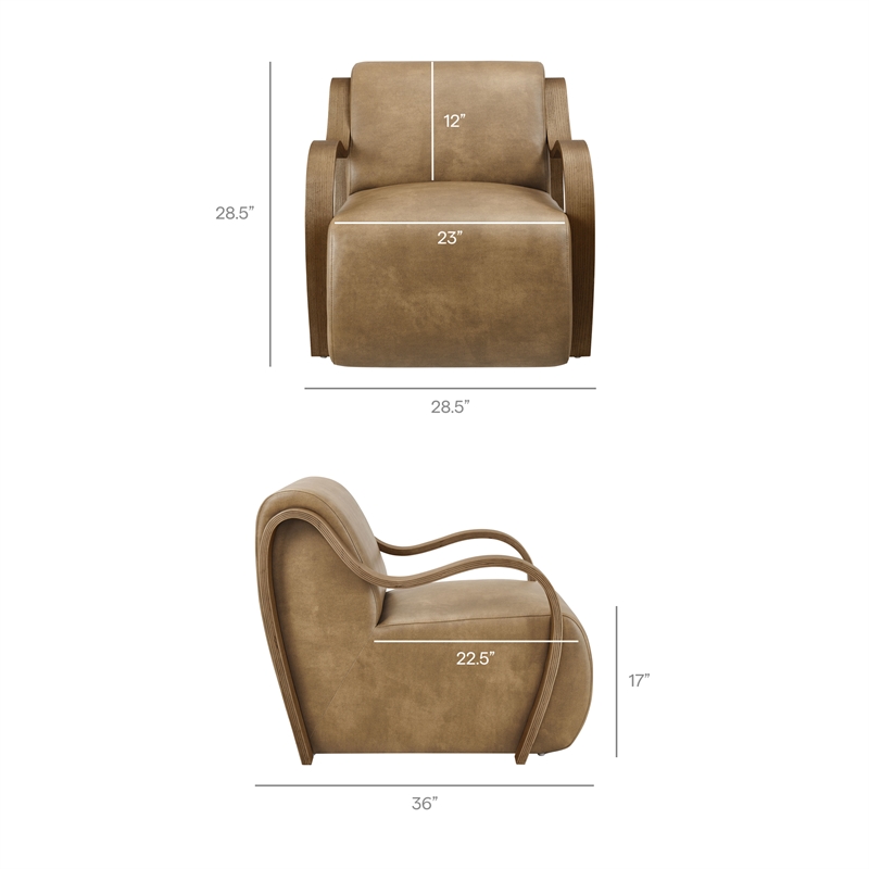 Atrium Vegan Leather Accent Armchair in Toast