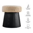 Ketra Round Faux Shearling Ottoman Footstool in Oatmeal Black