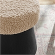 Ketra Round Faux Shearling Ottoman Footstool in Oatmeal Black