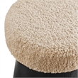 Ketra Round Faux Shearling Ottoman Footstool in Oatmeal Black