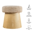 Ketra Round Faux Shearling Ottoman Footstool in Oatmeal Oak