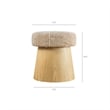 Ketra Round Faux Shearling Ottoman Footstool in Oatmeal Oak