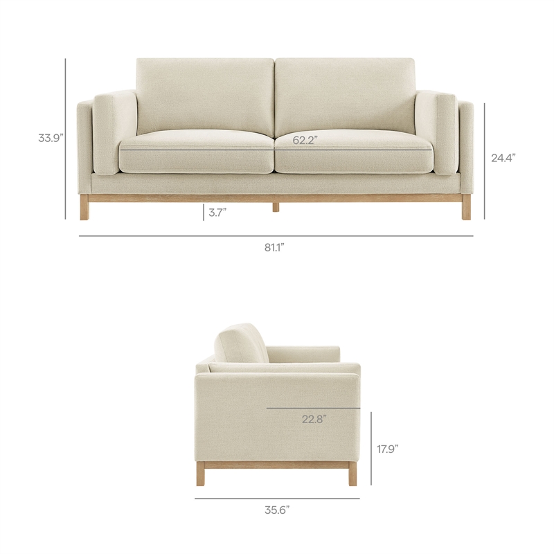 Modway Roscoe 81 inch Fabric Sofa in White