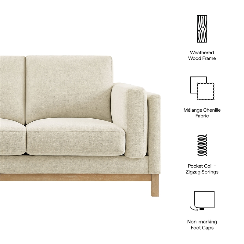 Modway Roscoe 63 inch Fabric Loveseat in White