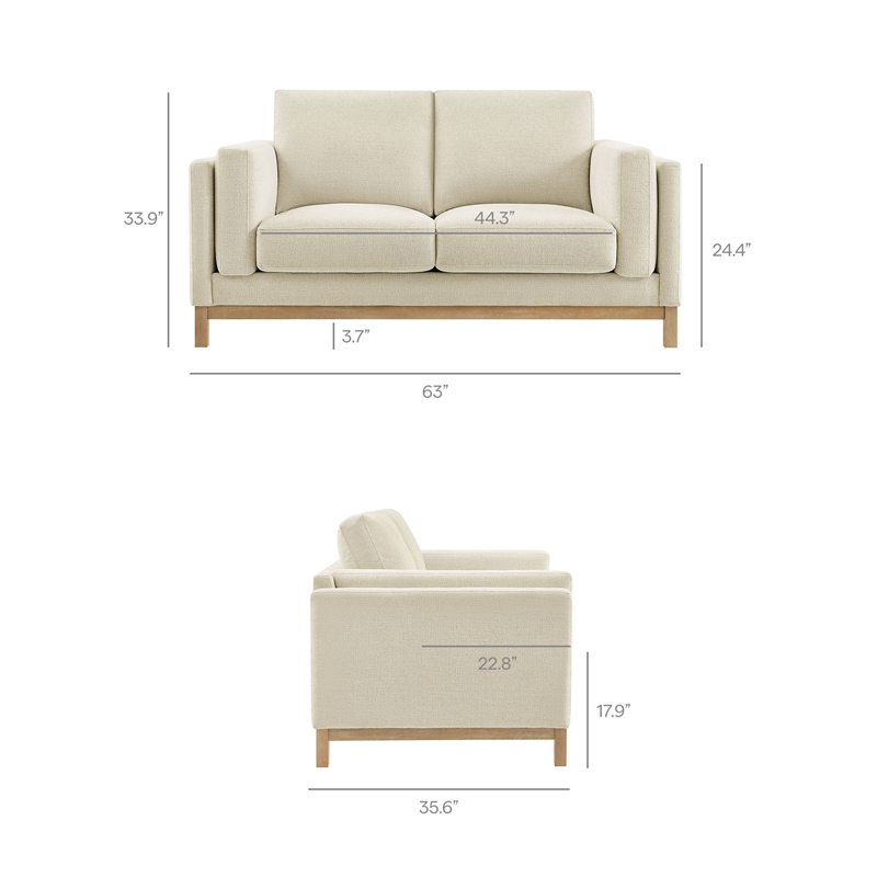 Modway Roscoe 63 inch Fabric Loveseat in White