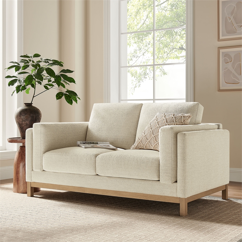 Modway Roscoe 63 inch Fabric Loveseat in White