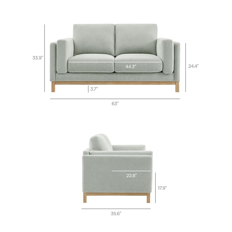 Modway Roscoe 63 inch Fabric Loveseat in Gray