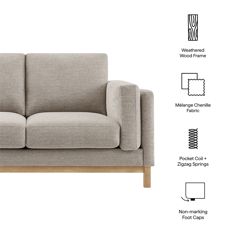 Modway Roscoe 63 inch Fabric Loveseat in Gray