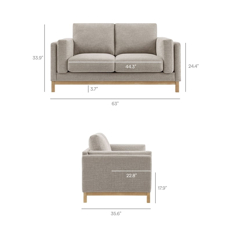 Modway Roscoe 63 inch Fabric Loveseat in Gray