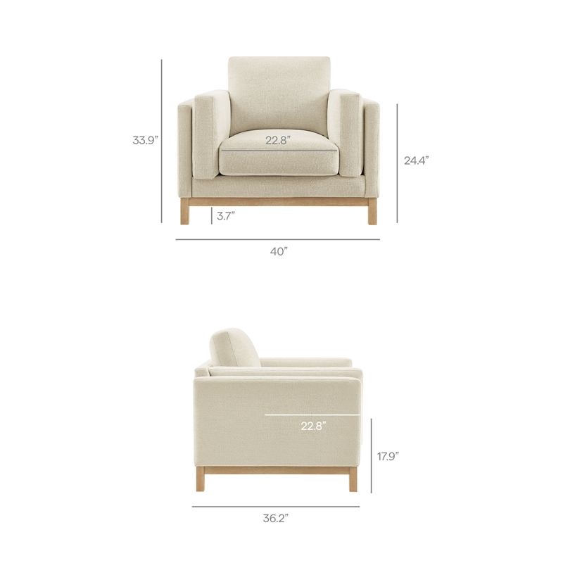Modway Roscoe Fabric Armchair in White