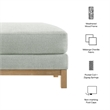 Modway Roscoe Fabric Ottoman in Gray