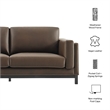 Modway Roscoe 81 inch Vegan Leather Sofa in Brown