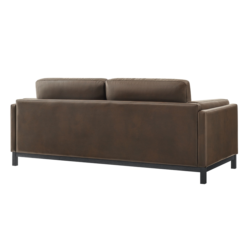 Modway Roscoe 81 inch Vegan Leather Sofa in Brown
