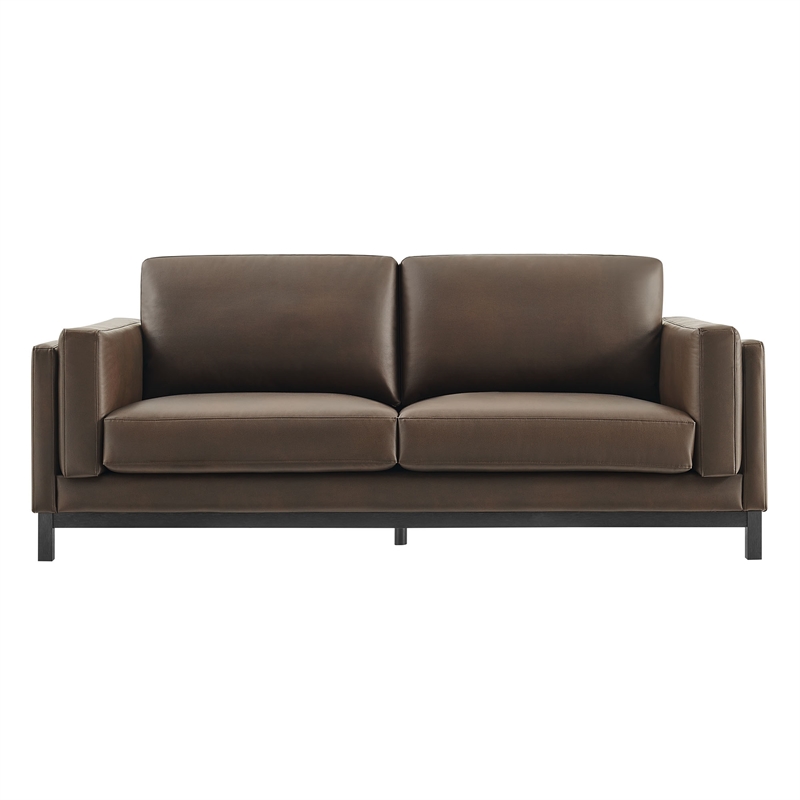 Modway Roscoe 81 inch Vegan Leather Sofa in Brown