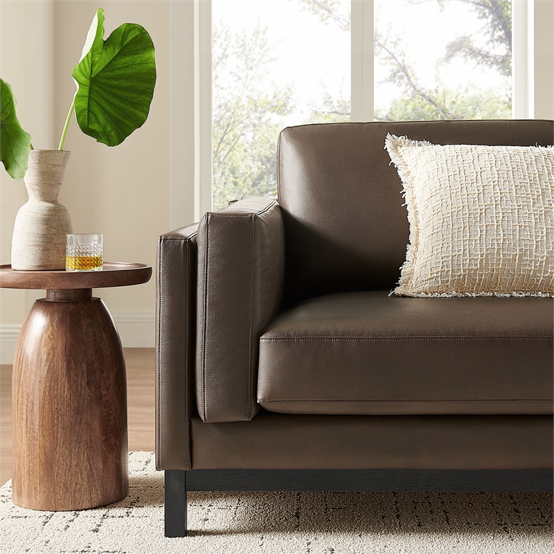 Modway Roscoe 81 inch Vegan Leather Sofa in Brown