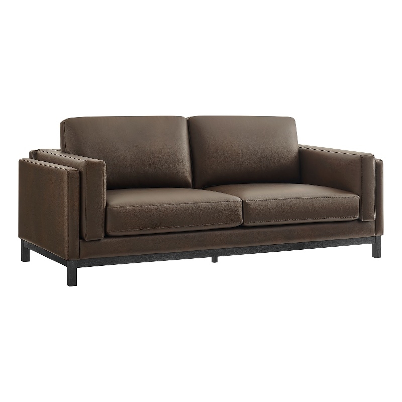 Modway Roscoe 81 inch Vegan Leather Sofa in Brown