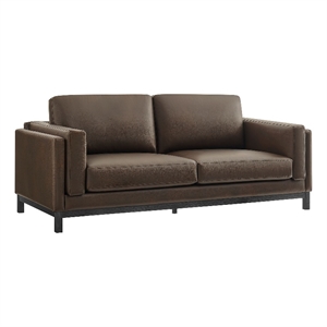 Modway Roscoe 81 inch Vegan Leather Sofa in Brown
