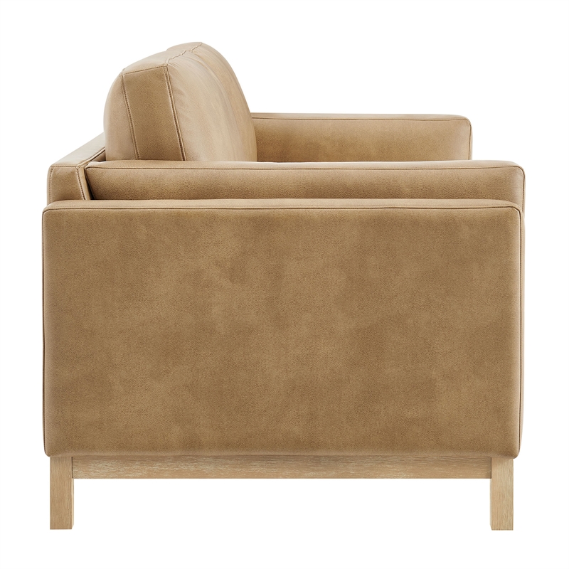 Modway Roscoe 81 inch Vegan Leather Sofa in Brown