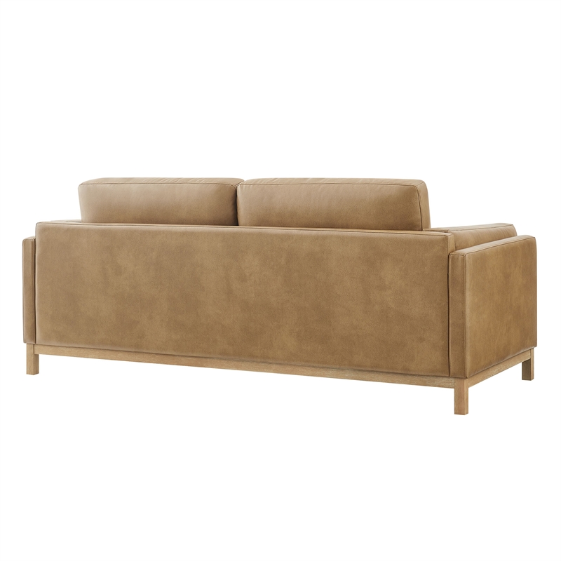Modway Roscoe 81 inch Vegan Leather Sofa in Brown