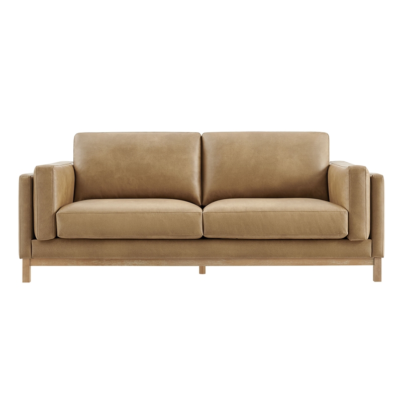 Modway Roscoe 81 inch Vegan Leather Sofa in Brown