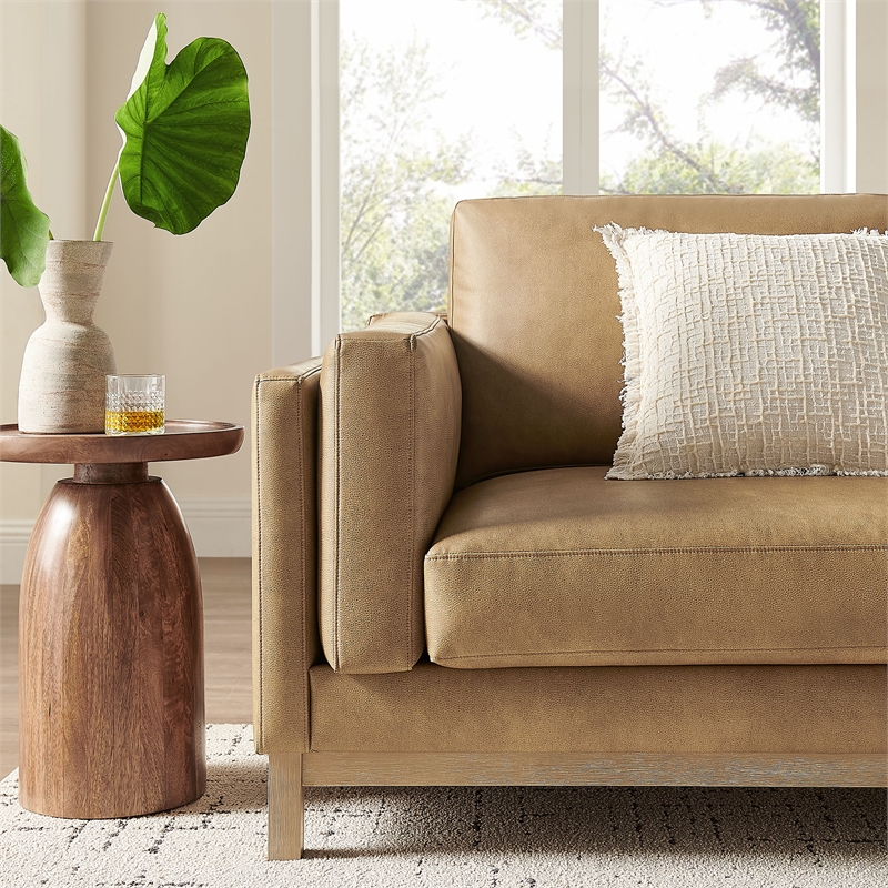 Modway Roscoe 81 inch Vegan Leather Sofa in Brown