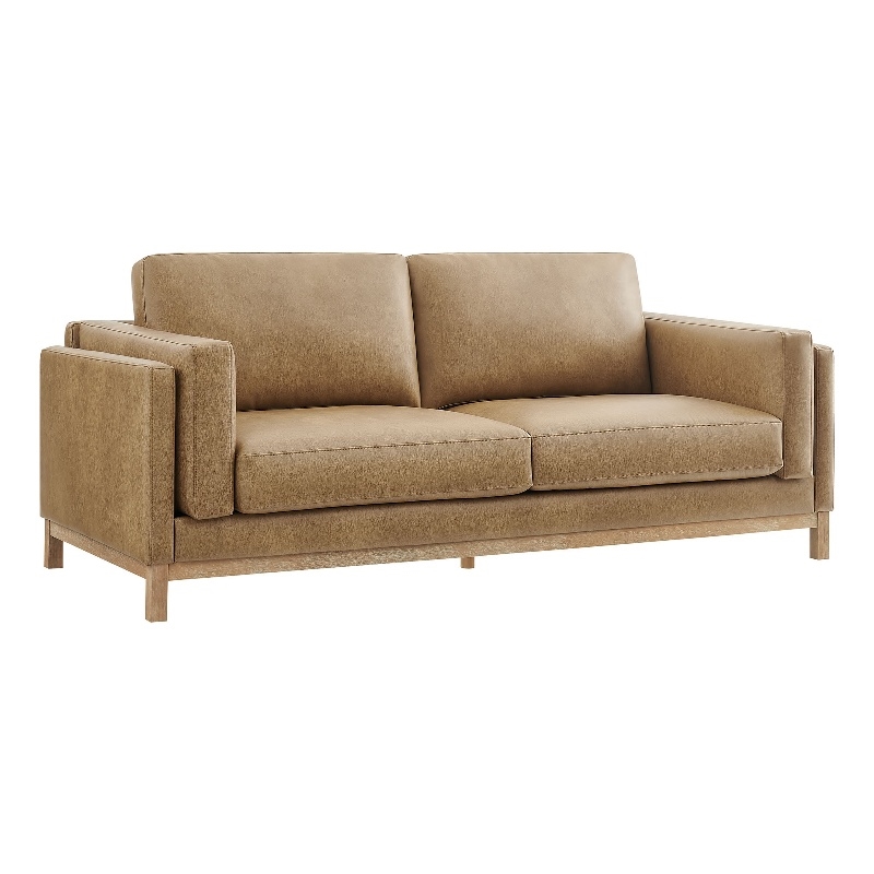 Modway Roscoe 81 inch Vegan Leather Sofa in Brown