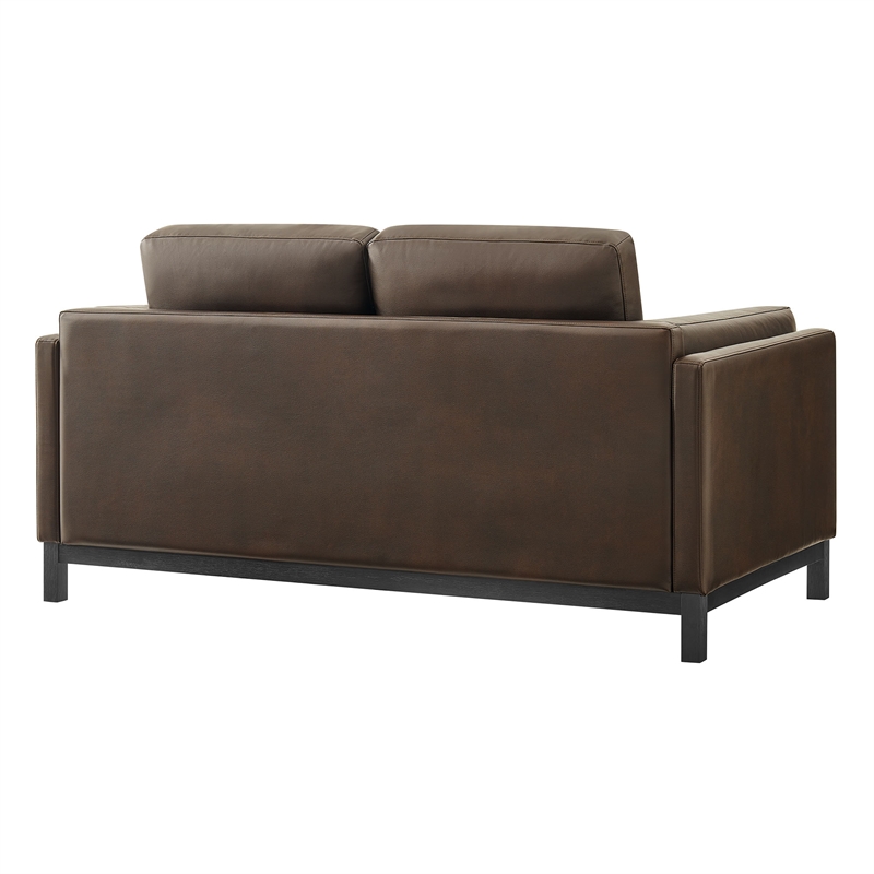 Modway Roscoe 63 inch Vegan Leather Loveseat in Brown