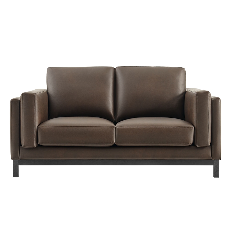 Modway Roscoe 63 inch Vegan Leather Loveseat in Brown