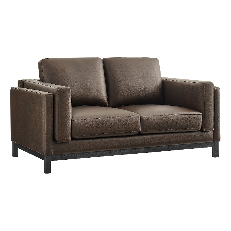 Modway Roscoe 63 inch Vegan Leather Loveseat in Brown