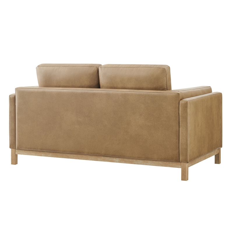 Modway Roscoe 63 inch Vegan Leather Loveseat in Brown