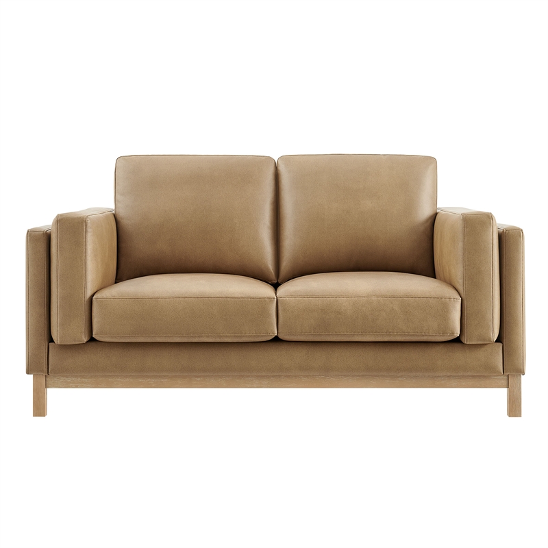 Modway Roscoe 63 inch Vegan Leather Loveseat in Brown