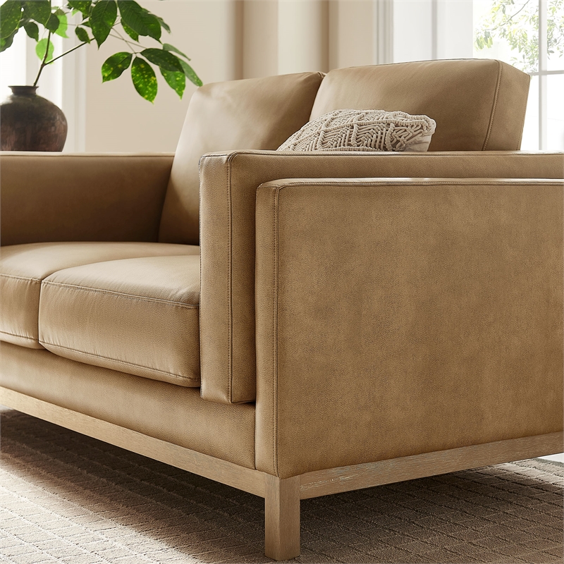 Modway Roscoe 63 inch Vegan Leather Loveseat in Brown