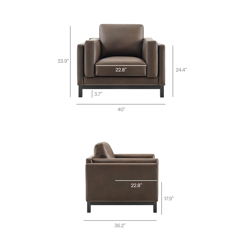 Modway Roscoe Vegan Leather Armchair in Brown