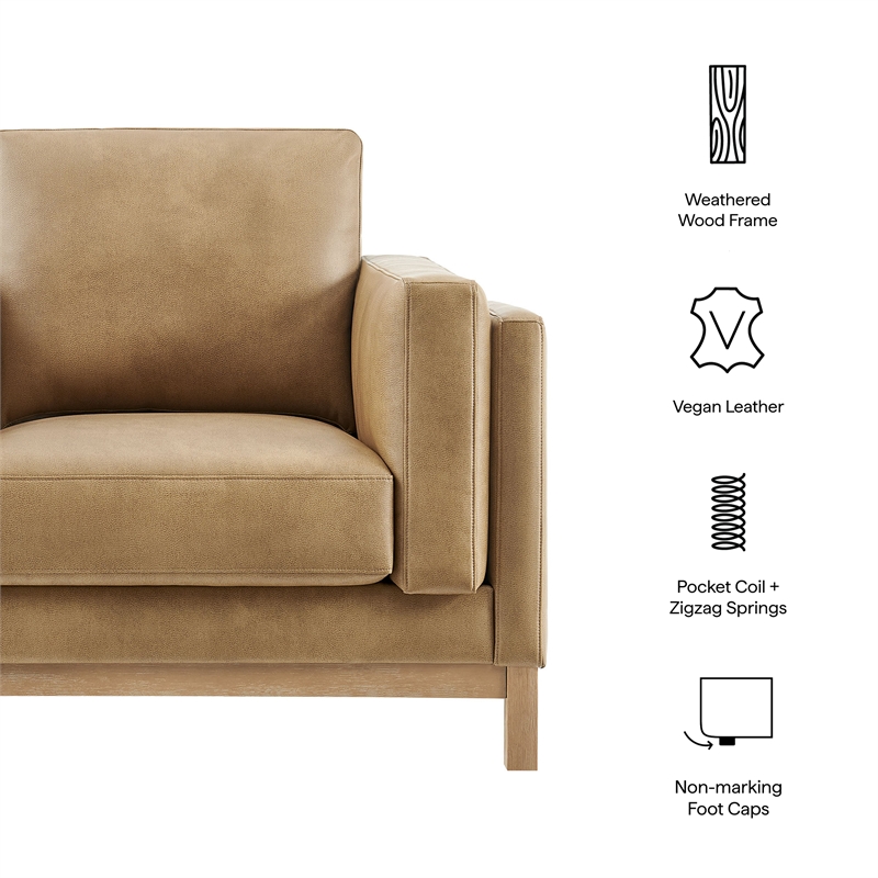 Modway Roscoe Vegan Leather Armchair in Brown