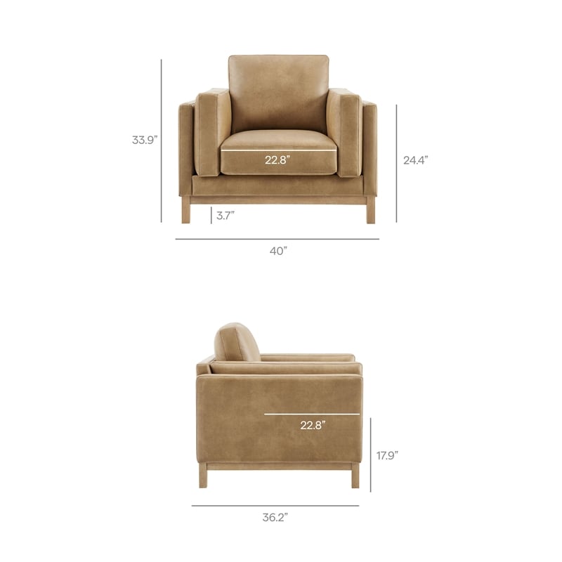 Modway Roscoe Vegan Leather Armchair in Brown