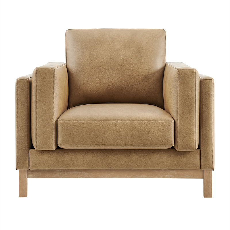 Modway Roscoe Vegan Leather Armchair in Brown