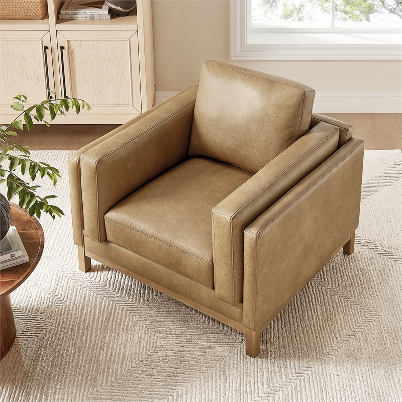 Modway Roscoe Vegan Leather Armchair in Brown