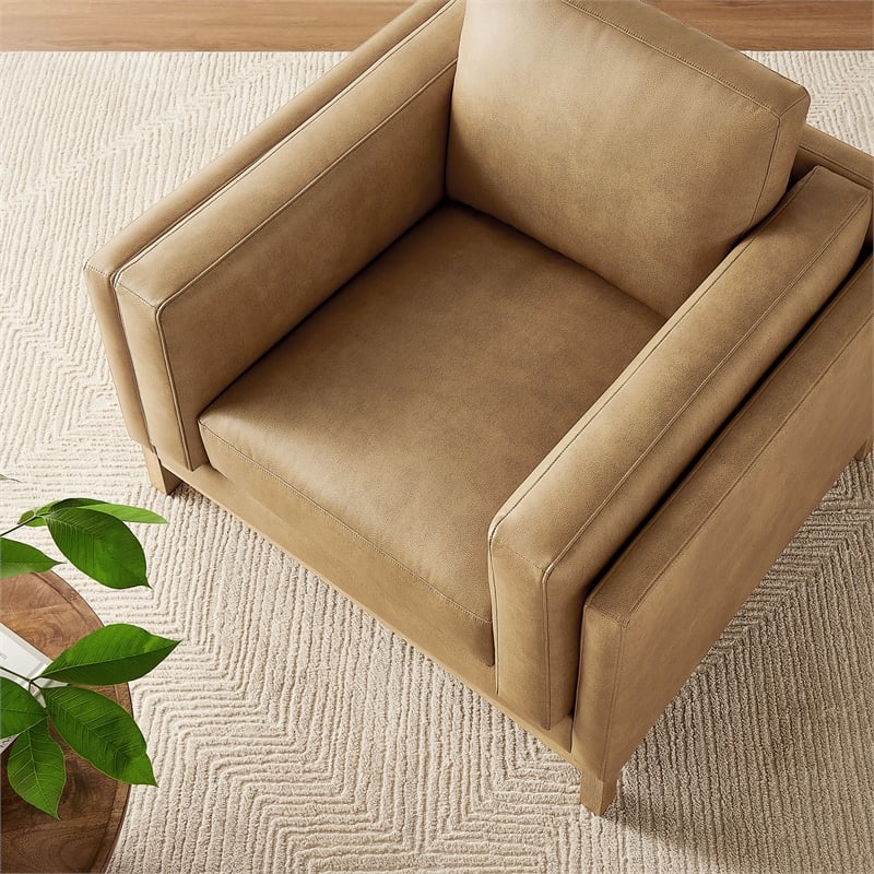 Modway Roscoe Vegan Leather Armchair in Brown