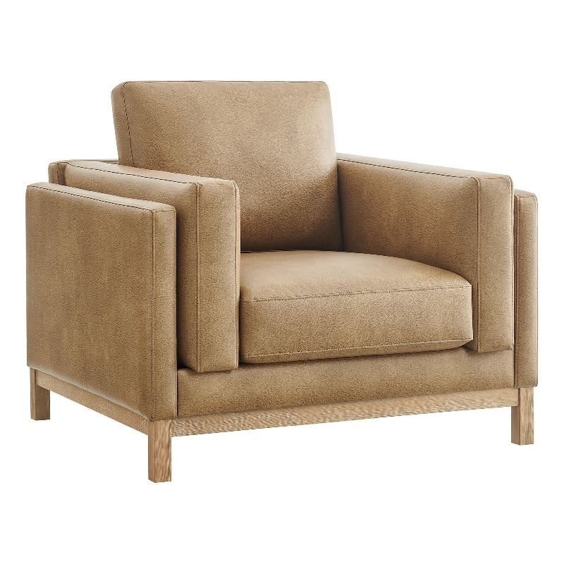 Modway Roscoe Vegan Leather Armchair in Brown