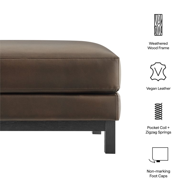 Modway Roscoe Vegan Leather Ottoman in Brown