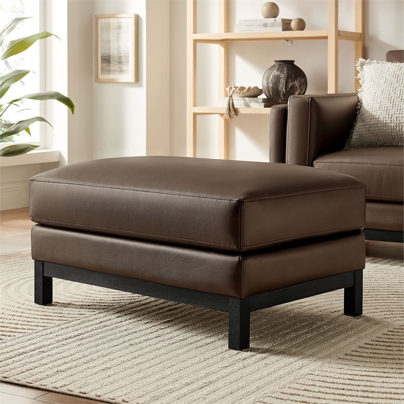 Modway Roscoe Vegan Leather Ottoman in Brown