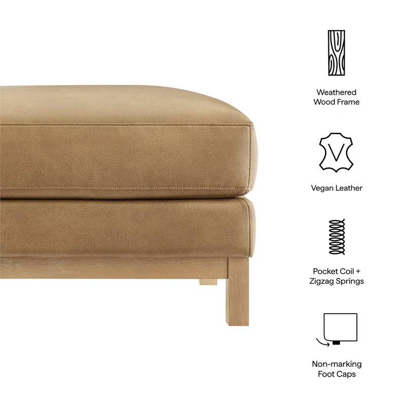 Modway Roscoe Vegan Leather Ottoman in Brown