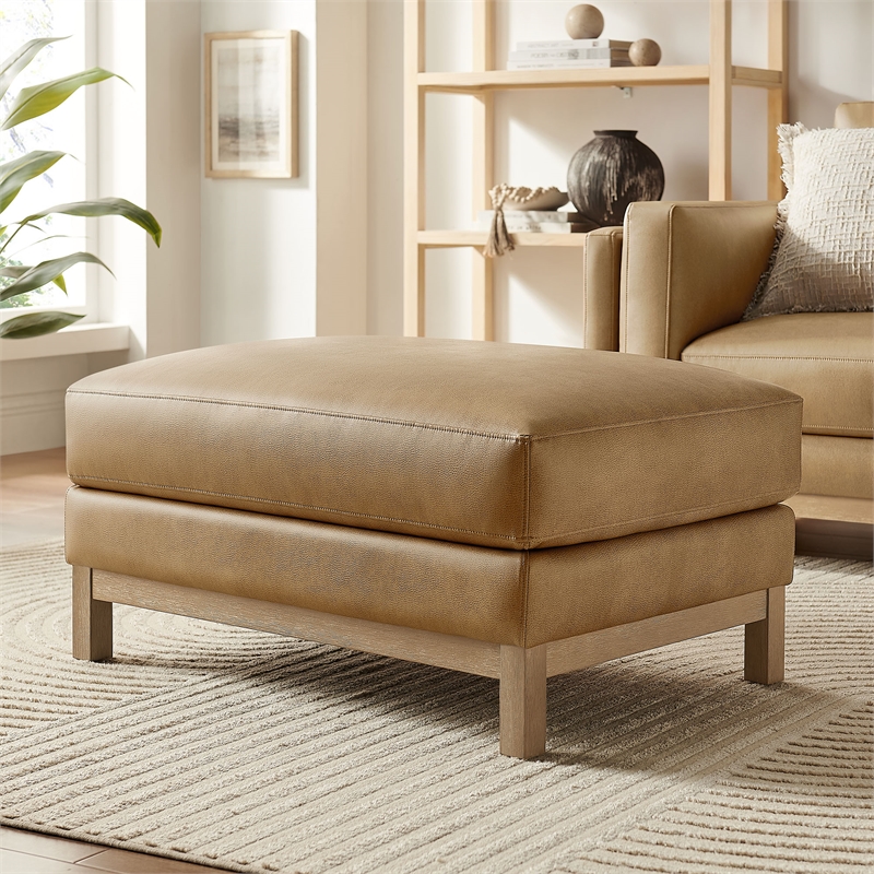 Modway Roscoe Vegan Leather Ottoman in Brown