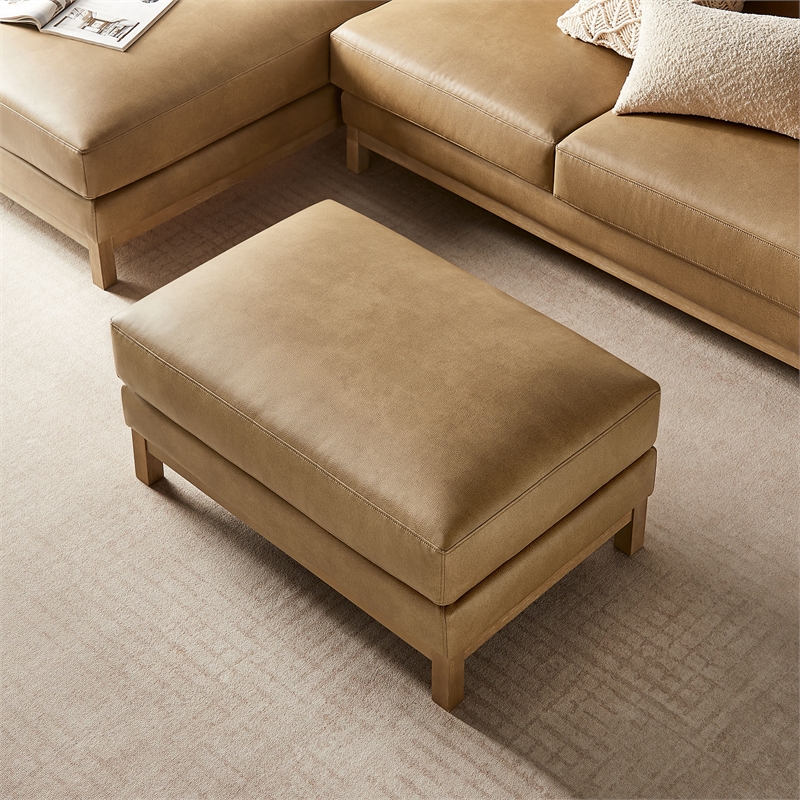Modway Roscoe Vegan Leather Ottoman in Brown