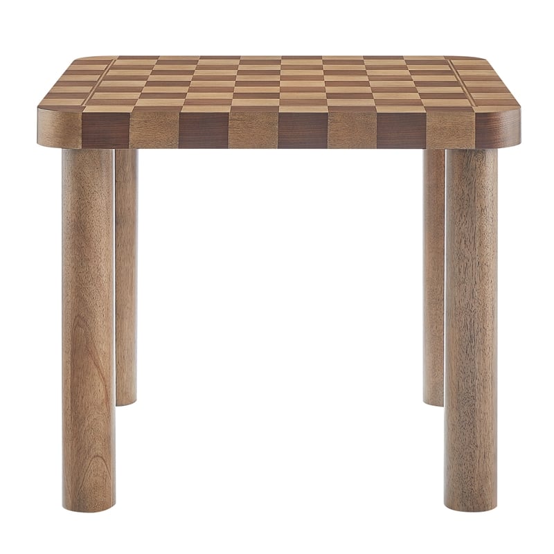 Modway Oscar 36 Inch Square Checkered Dining Table in Brown